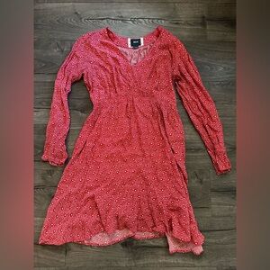 Anthropologie Maeve Annabella Dress Womens Red Maxi Floral Long Sleeve  Size M